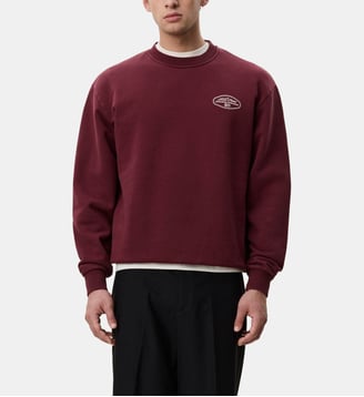 Sweat-shirt Worldwide droite en coton signature - Les Deux - Rouge bordeaux