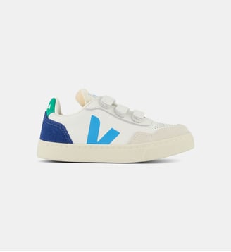 Baskets basses Small V-90 O.T cuir - Veja - Blanc et bleu