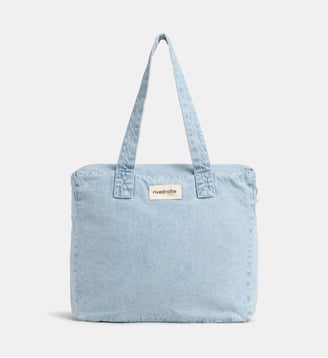 Sac week end 24H Célestins coton denim délavé - Rivedroite Paris - Bleu jean délavé