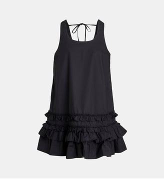 Robe courte volantée en popeline de coton bio - Ganni - Noir