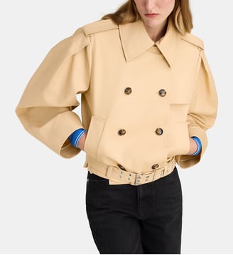 Blouson droit en coton bio - Ganni - Beige