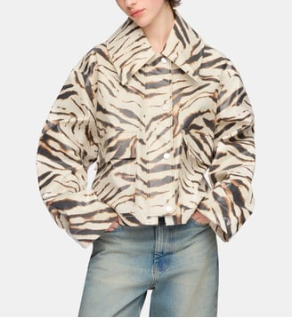 Veste droit motif léopard - Ganni - Écru