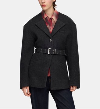 Veste droite en laine mélangée - Ganni - Anthracite