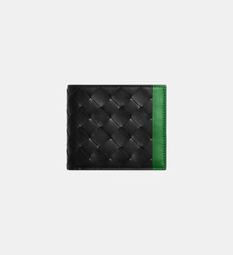 Portefeuilles Intrecciato en cuir - Bottega Veneta - Noir et vert