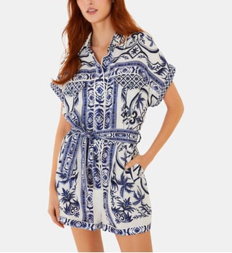 Combishort droit Wonderful City - Farm Rio - Bleu et blanc