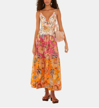 Robe longue à motif sans manches Ligia Floral - Farm Rio - Multicolore