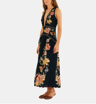 Robe longue sans manches Maira Floral - Farm Rio - Noir et multicolore