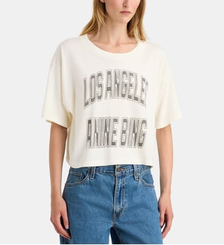 T-shirt cropped Johnny coton - Anine Bing - Crème