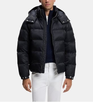 Veste matelassée déperlante à capuche - BOSS - Bleu foncé