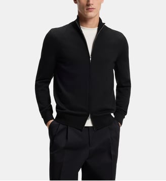 Pull zippé en laine mérinos - BOSS - Black