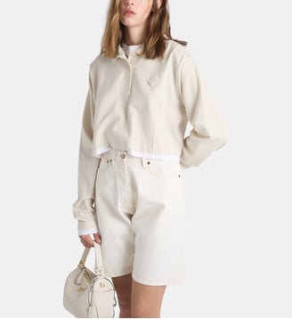 Polo à manches longues en piqué et jersey - Prada - Neutre