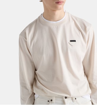 T-shirt à manches longues en coton - Prada - Neutre
