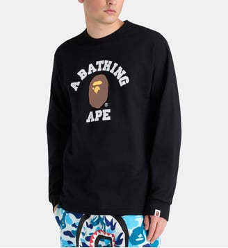 T-shirt droit manches longues College coton - A BATHING APE ® - Noir et marron