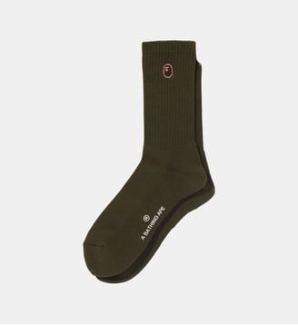 Chaussettes hautes Ape Head One point côtelé en coton - A BATHING APE ® - Kaki