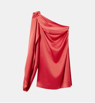 Robe courte asymétrique Mini Satin - Stella McCartney - Rouge tomate