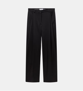Pantalon large satiné à plis - Stella McCartney - Noir
