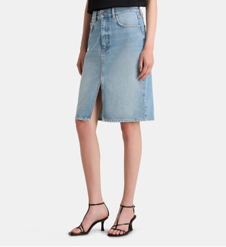 Jupe droite Jamey coton denim délavé - Anine Bing - Bleu jean délavé
