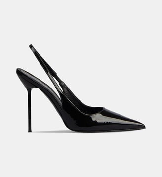 Escarpins Lidia slingback à talon en cuir vernis - Paris Texas - Noir