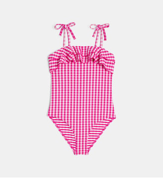 Maillot de bain 1 pièce Fantine Vichy - Canopea - Rose et blanc