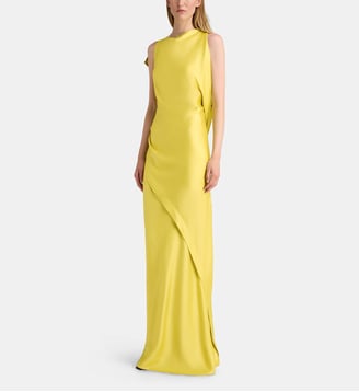Robe longue ajustée asymétrique sans manches - Victoria Beckham - Anis