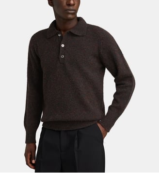 Pull polo 4.0 en laine - Another Aspect - Marron chocolat