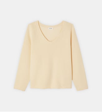 Sweat à col V - American Vintage - Crème anglaise