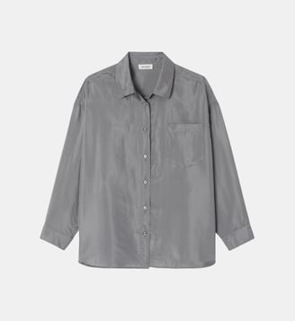 Chemise longue satinée - American Vintage - Gris clair