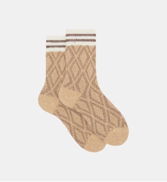 Chaussettes classique Polaire Losanges en laine mélangée - Doré Doré - Desert
