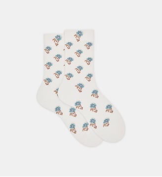 Chaussettes classiques Petite Fleur imprimé floral - Doré Doré - Blanc