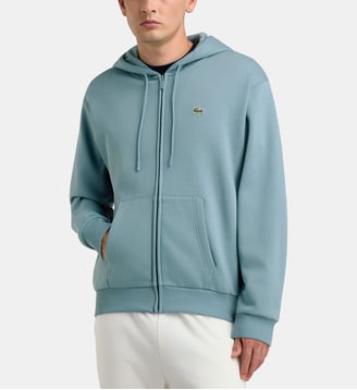 Hoodie droit zippé coton bio - Lacoste - Bleu