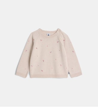 Pull en laine et coton - Petit Bateau - Vieux rose