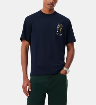 T-shirt raquette à broderie - Lacoste - Bleu marine