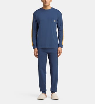Pyjama long à col rond style jogging coton  - Mariner - Anthracite