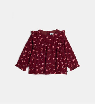 Blouse en velours de coton à col rond - Petit Bateau - Bordeaux