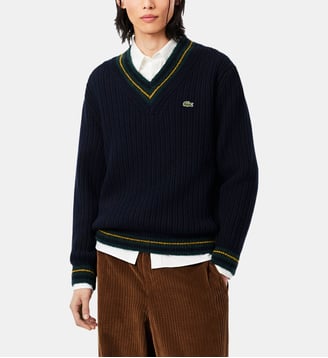 Pull Cricket en laine alpaga - Lacoste - Bleu marine