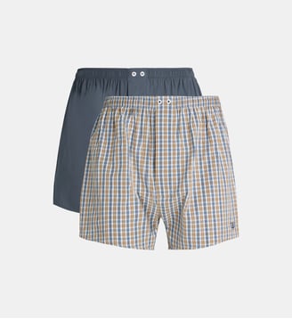 Lot de deux caleçons uni et imprimés en coton - Mariner - Multicolore