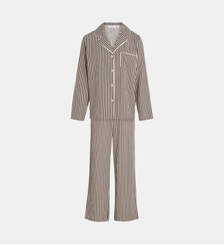 Pyjama long Bruna à rayures - Aruelle - Marron et beige