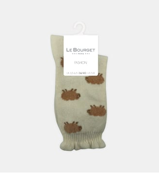 Chaussettes Moutons en laine mélangée - Le Bourget - Écru