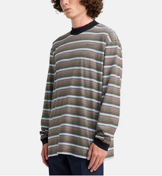 T-shirt droit rayé coton - Marni - Cobalt