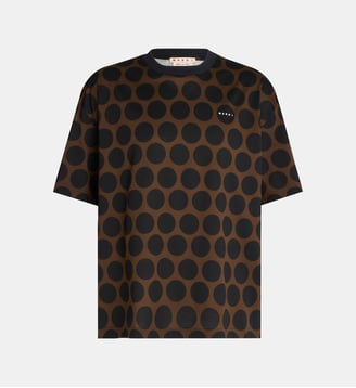 T-shirt en coton à col rond - Marni - Marron foncé