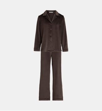 Pyjama long Ombrea velours  - Aruelle - Marron chocolat