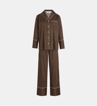 Pyjama long Alma fantaisie coton - Aruelle - Marron et beige
