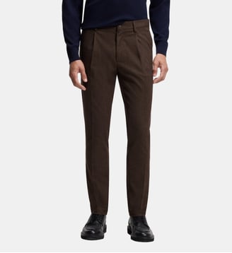 Pantalon à la coupe moderne en tissu stretch - BOSS - Dark brown