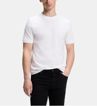 T-shirt droit en jersey de coton - BOSS - White
