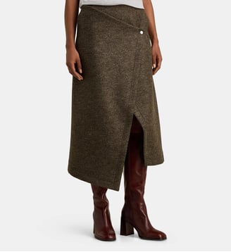 Jupe midi portefeuille Adhel laine - Margaux Lonnberg - Army