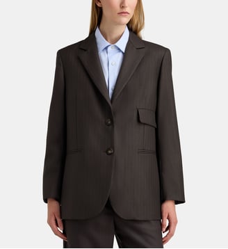 Veste tailleur Nikita laine vierge - Margaux Lonnberg - Marron et bleu