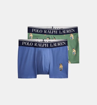Lot de 2 boxers en coton stretch signature - Polo Ralph Lauren - Bleu et vert