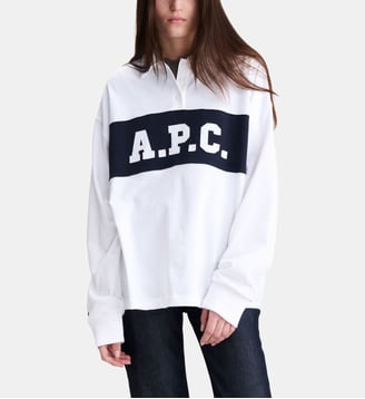 Polo Brianne à manches longues griffé - A.P.C. - Blanc et multicolore