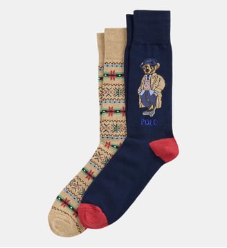 Lot de 2 paires de chaussettes - Polo Ralph Lauren - Bleu marine et camel