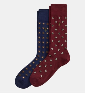 Lot de 2 paires de chaussettes - Polo Ralph Lauren - Bleu marine et bordeaux